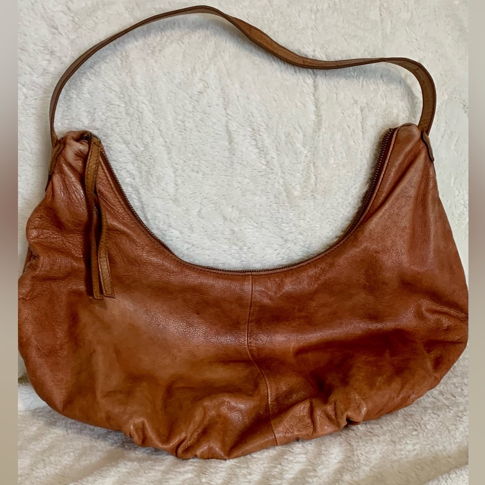 Frye Cognac Leather Maddie Hobo Bag